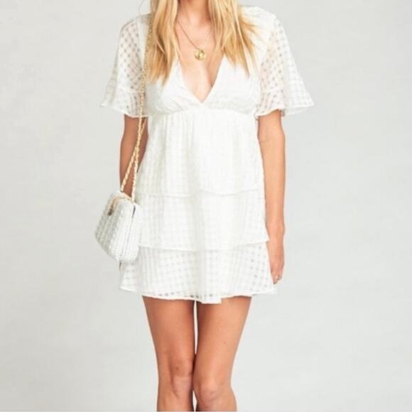 Show Me Your Mumu NWT Dulce Dress in White Windowpane - size Small - Picture 1 of 7